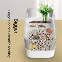 Casa de tanque de tortuga transparente con áreas para alimentar a la mascota, recinto interior, jaula de agua, refugio para reptiles - details 4
