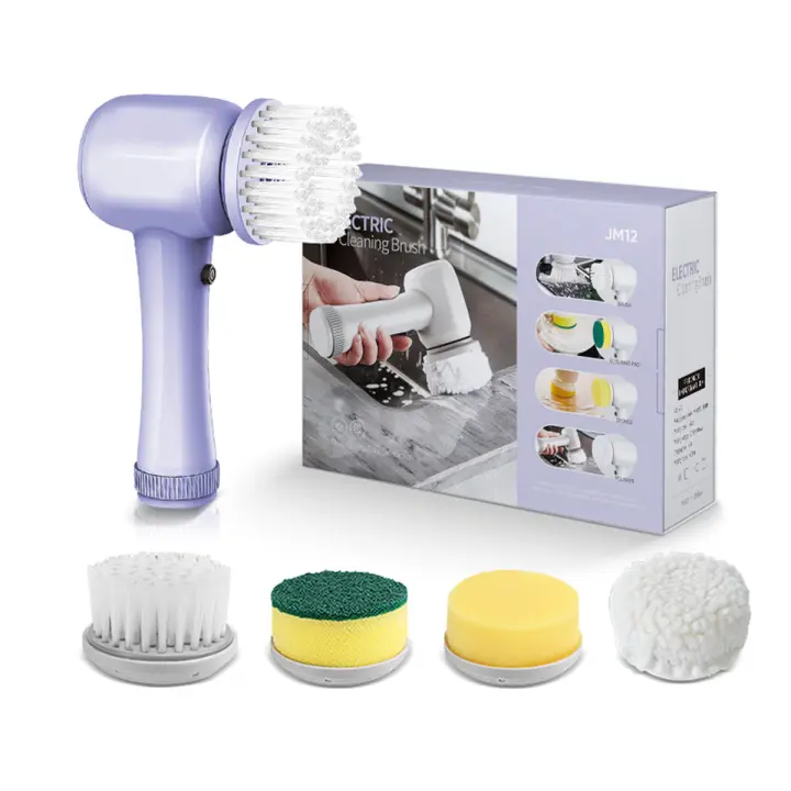 Cepillo Eléctrico Automático Portátil 4 Piezas Ecológico para Limpieza de Cocina, Baño, Tubo - 1