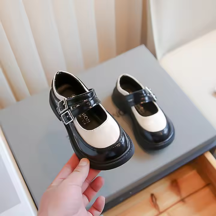 Moda coreana de cuero multifuncional para niñas, uniforme negro, zapatos escolares con hebilla, otoño primavera, - 1