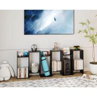 Estantería geométrica, estantería en forma de S, estantería de 6 niveles para dormitorio, estantería decorativa de madera moderna, estantería alta para oficina en casa, color negro - details 12