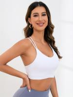 Sujetador Deportivo Blanco Con Doble Tirante Y Cuello En U, Camiseta Sin Mangas Con Lazo Cruzado Sin Espalda entrecruzada - details 12