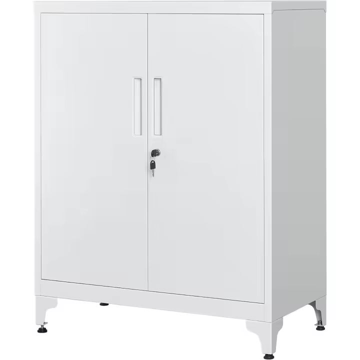 Archivador de Oficina, Armario Multifuncional, 2 Puertas, con Cerradura, Almacenamiento de Acero, para Sala de Estar, Gris Mate OMC013G01 - 1