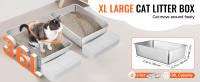 SucceBuy XL Caja de arena para gatos, caja de arena para gatos de acero inoxidable extra grande con pala, cerrada sin olores, lados altos, 6 pulgadas de profundidad, fácil de limpiar para gatos grandes - details 3