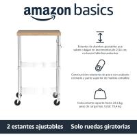 Carrito de 3 niveles con ruedas para microondas, 53.34cm x 38.1cm x 93.22cm (LxWxH), Madera/Cromado, 2 estantes - details 1