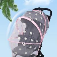 Mosquitera para cochecito de bebé con diseño de margaritas y flores, accesorios de cochecito de bebé, cubierta completa con cremallera, mosquitera, dosel de malla de verano - details 3