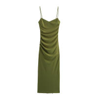 Vestido de Verano 2025 para Mujer Estilo Moderno Sin Mangas, Top de Cintura Hipster, Cremallera Lateral, Baberos, Ajuste Regular, Falda Maxi - details 1