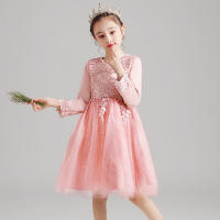 Vestido de noche para niñas con falda abullonada de malla con bordado de estilo nuevo para niños - details 41