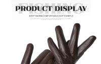 Guantes de piel de oveja para mujer, manoplas cortas de terciopelo fino para pantalla táctil, de cuero, de buena calidad, para invierno, 2226 - details 180