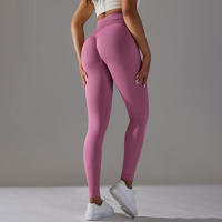 Leggings de yoga sin costuras para mujer, ropa deportiva de entrenamiento, pantalones deportivos de cintura alta - details 14
