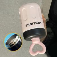 Bonita taza termo de 500ml de acero inoxidable para mantener el calor, taza con pajita con mango de amor y hielo, taza de café sellada con pajita para el hogar - details 10