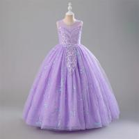 Vestido largo de lujo brillante y suave con bordado de cuentas para Navidad 2024, para niñas de 4 a 14 años, desfile, vestidos de dama de honor para boda. - details 3