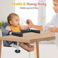 Trona Portátil Plegable con Arnés de Seguridad, Asiento Enganchable Infantil con Bolsa de Transporte para Casa y Viajes (Azul) - details 21
