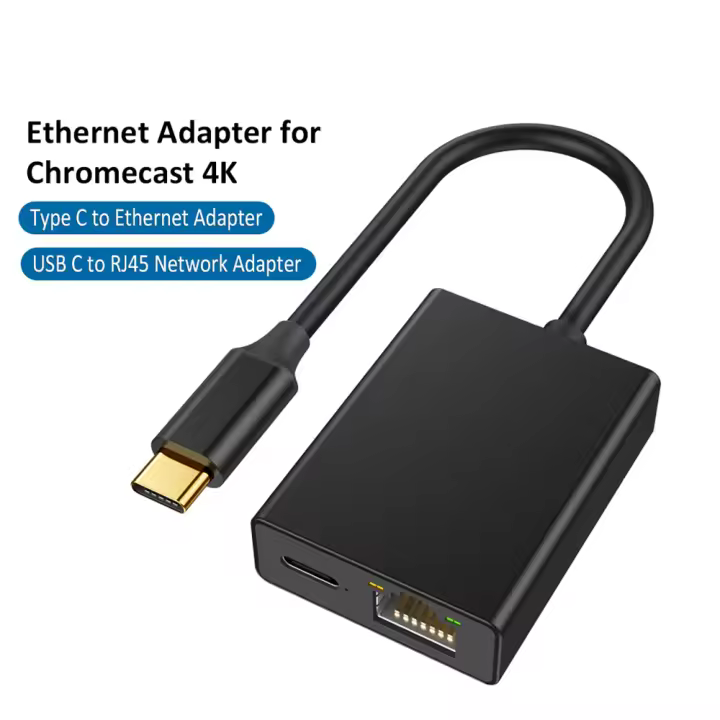 Adaptador Ethernet de tarjeta de red USB para Chromecast, Google TV tipo C a red RJ45 para teléfonos inteligentes, tabletas, dispositivo Android - 1