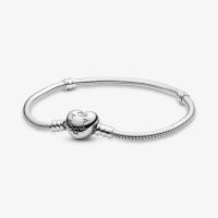 ABC global-Pulsera De Cadena De Serpiente Con Cierre De Corazón De Plata De Ley S925 Para Mujer,Dijes De Plata - details 6