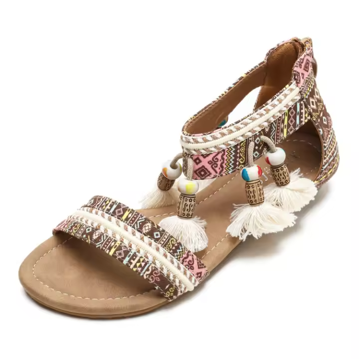 Sandalias planas bohemias para mujer, cómodas zapatillas de playa informales, verano, 36 a 42, EE. UU. - 1