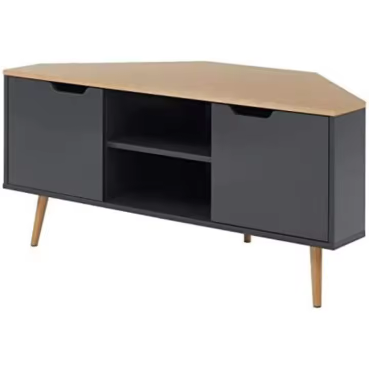 Mueble de TV, Madera de ingeniería, Roble y Gris Antracita, L115cm - 1