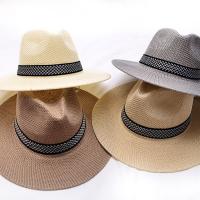 Sombrero de paja para hombre de mediana edad, gorra de cubo, estilo bohemio, Color sólido, Panamá - details 0