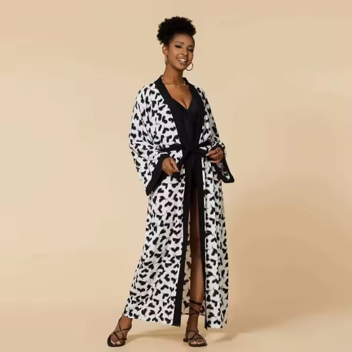 Kimono de Playa para Mujer Cubierta de Traje de Baño Largo con 9 Colores Cardigan Suelto Sarong - 1