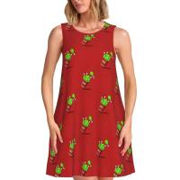 Vestido Duo de búho sin mangas informal para mujer, divertido pájaro verde, viajes personalizados, D-Duogos - details 144