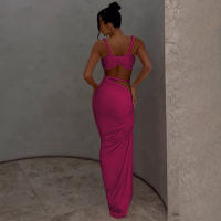 BUNO-Conjunto de 2 piezas de tejido para mujer, camisolas cortas plisadas lisas impresionantes + faldas largas de cintura alta, traje de vacaciones de tendencia femenina - details 42