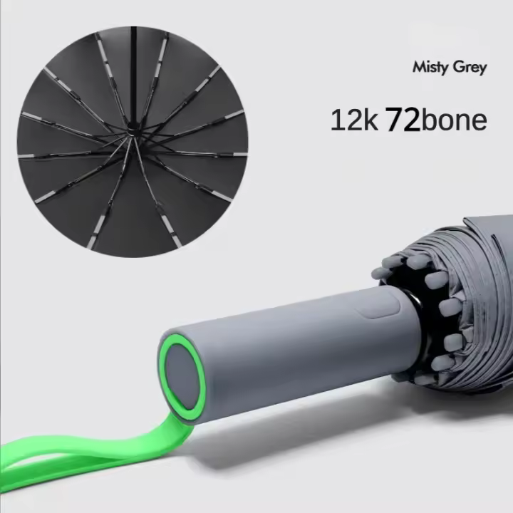Paraguas plegable automático resistente al viento, 72 varillas de fibra de vidrio reforzadas, paraguas de protección contra el sol y la lluvia UV 50+ para hombres y mujeres - 1