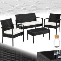 Conjunto de Jardín Exterior de Ratán y Aluminio, Muebles de Jardín Exterior Resistentes a la Intemperie, 2 Sillones, 1 Sofá, 1 Mesa de Cristal, con Cojines de 5,5 cm y 2 Juegos de Fundas - Gris - details 9