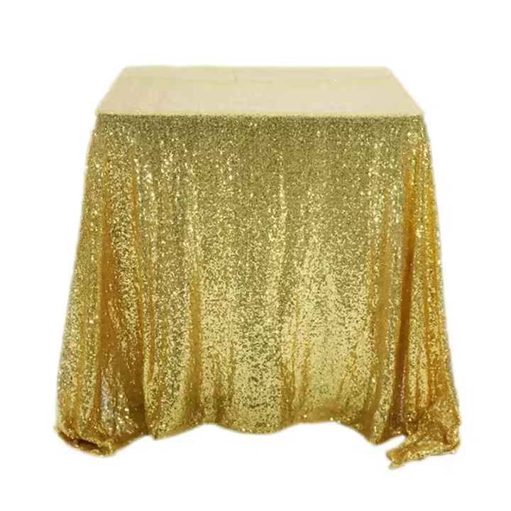Mantel de Fiesta de Brillo de Lentejuelas Tela de Rosa Dorada con Sier de Poliéster para Boda, Cumpleaños, Banquete en Casa - 1