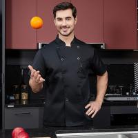 Chaqueta de Chef negra, uniforme de chef de manga corta, abrigo de cocinero, camiseta de Chef, uniforme de trabajo de panadero, camarero, restaurante, ropa de Hotel, logotipo para mujer - details 4