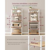 EstanterÍa de Cocina, EstanterÍa de PanaderÍa, 6 Estantes y 6 Ganchos, para Microondas, Marco de Acero, Industrial, 40 x 80 x 167 cm, MarrÓn RÚstico y Negro - details 41