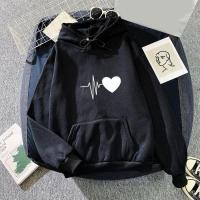 Sudadera con capucha para mujer, suéter cálido con cordón, estampado de corazón, Primavera, novedad - details 8