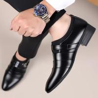 Zapatos de Cuero Clásicos para Hombres Mocasines de Punta Afilada Perfectos para Boda, Fiesta, Oficina, Vestir Casual Camisas Polo, Moda para Hombres - details 3