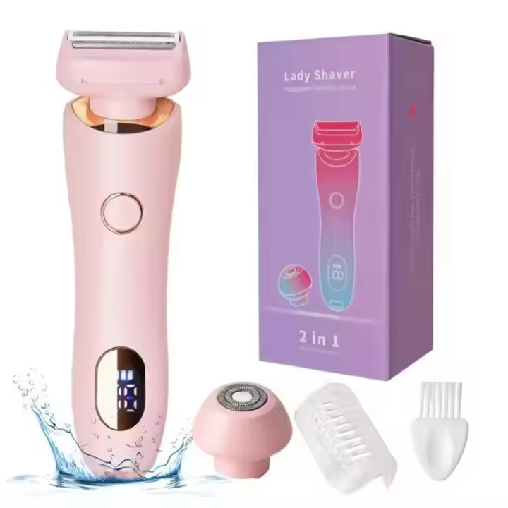 Maquinilla de afeitar eléctrica profesional 2 en 1, afeitadora eléctrica en seco y húmedo, resistente al agua, para depilación de mujer, para Bikini, pierna, brazo, axila - 1