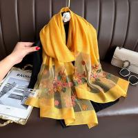 Bufanda de seda fina y suave para mujer, elegante, con bordado de flores, hiyab grande, chales, Foulard, bufanda de encaje brillante para mujer - details 7
