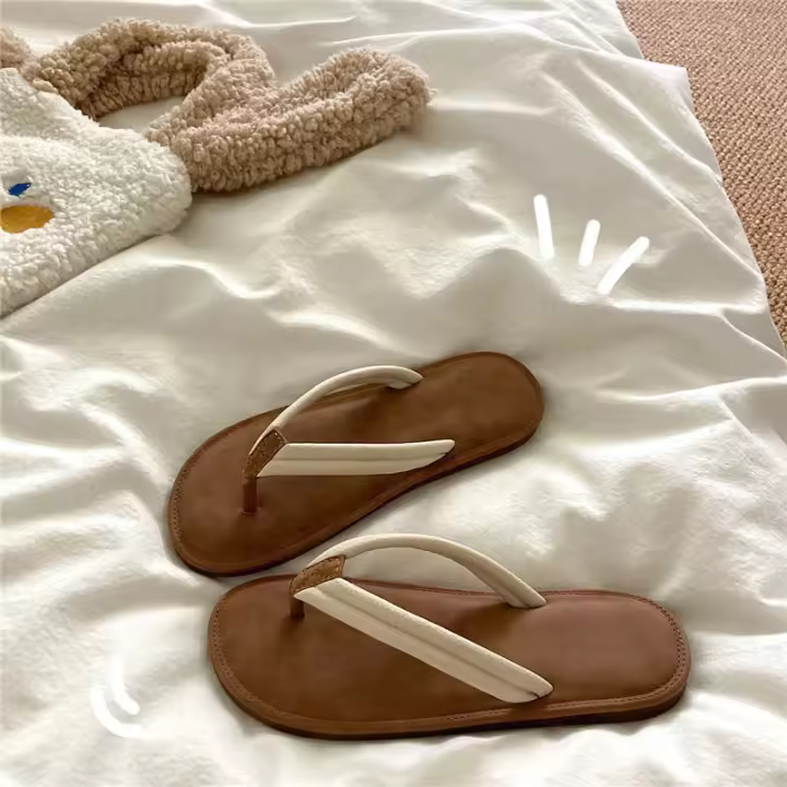 Zapatillas de mujer fondo suave pisando mierda sensación chanclas verano playa ocio versátil vacaciones clip toe zapatillas frías - 1