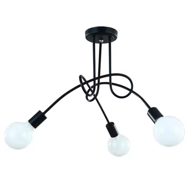 Goeco Lámpara de Araña Vintage Colgante con 3/5 Bases para Bombilla E27 Metal Negro - 1