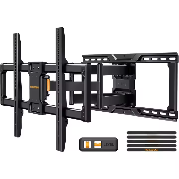 Perlegear TV Pared de Movimiento Completo para televisores de 42 a 90 Pulgadas, Universal TV con Largo Brazo 55.2cm, de Pared para TV soporta hasta 68kg máx. VESA 600x400 mm - 1