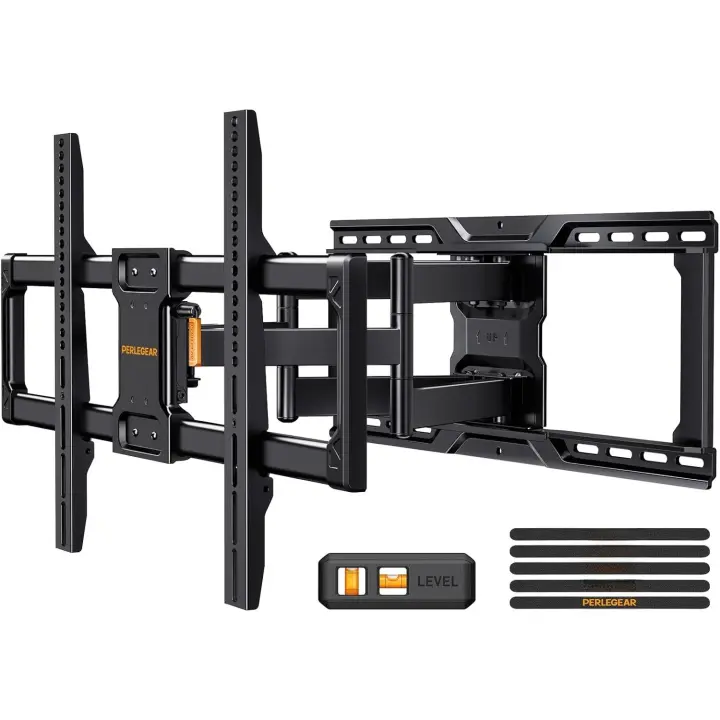 Perlegear TV Pared de Movimiento Completo para televisores de 42 a 90 Pulgadas, Universal TV con Largo Brazo 55.2cm, de Pared para TV soporta hasta 68kg máx. VESA 600x400 mm - 1