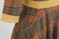 Vestido Midi de Cuello Alto con Lazo de Cuadros Retro Moda de Invierno para Mujeres Hepburn - details 21