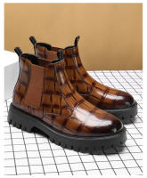 Suela de goma informal cabeza redonda parte superior baja tacón cuadrado banda elástica estilo británico talla zapatos de hombre - details 2