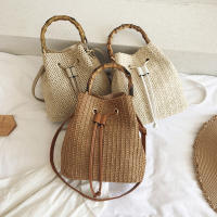 Bolsos de cubo de tejido de paja para mujer, bolsos de hombro de playa de ratán, bolsos casuales femeninos, monedero pequeño, bolsos cruzados de viaje - details 8