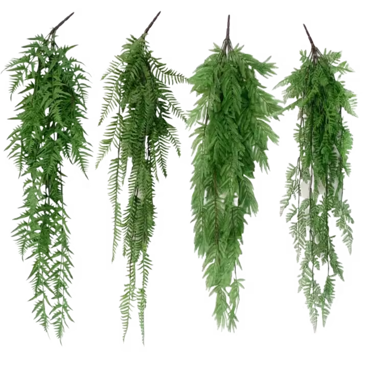 30 hojas de plantas verdes artificiales, plantas tropicales para colgar en la pared, hoja persa Artificial, grandes hojas de helecho realistas, enredaderas - 1