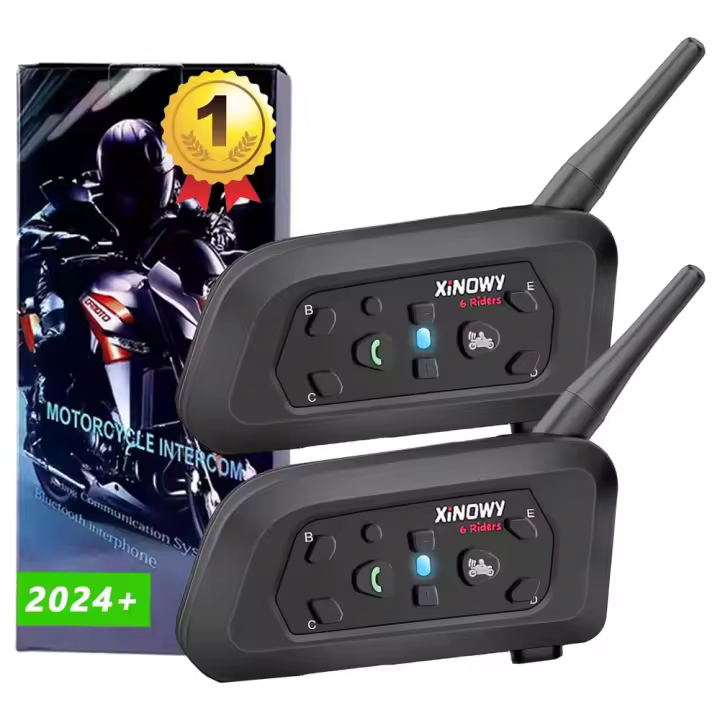 Intercomunicador Bluetooth V6 Pro para Casco de Motocicleta con Comunicación Inalámbrica de 1200M para 6 Riders Estéreo Impermeable 850mAh - 1