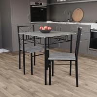 Juego de Mesa de Comedor y Silla, Juego de Muebles Modernos y contemporáneos para Cocina (Gris, 2 plazas) - details 5