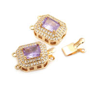 2 juegos de collares de rombos de latón y circonita de Color dorado de 18K, cierres de conexión, accesorios de suministros para fabricación de joyas de alta calidad - details 7