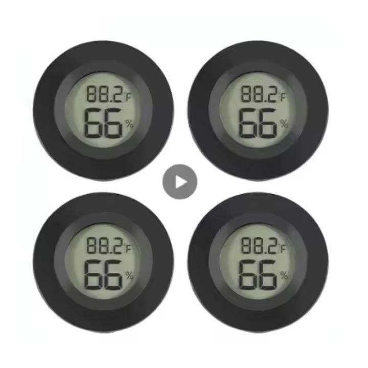 4 UDS Mini Fahrenheit o Celsius LCD Pantalla digital Medidor circular de temperatura y humedad para interiores - 1