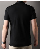 Nuevo Top de seda de hielo resistente a las arrugas, protector solar, manga corta y cuello alto con hebilla para hombres en estilo chino - details 6