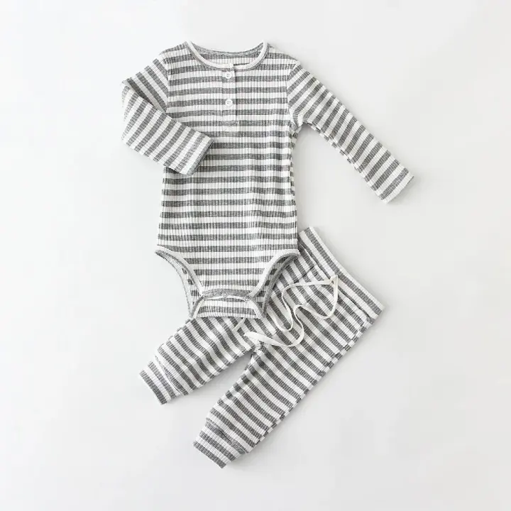 Conjunto de ropa para Bebe, mono y Pantones para recién nacido, 2 piezas, Primavera - 1