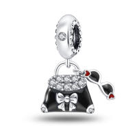 Bolso creativo de Plata de Ley 925, cuentas colgantes para gafas de sol compatibles con pulsera Original Pandora, abalorios, regalo de joyería para mujer - details 0