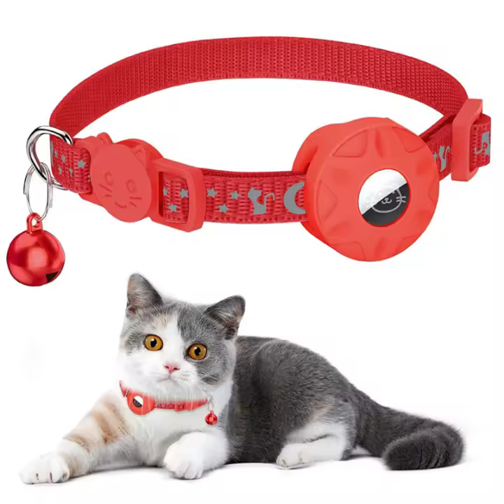Collar reflectante con campana para mascotas, estrella, Luna, gato, perro, Airtag - 1
