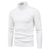Suéter de cuello alto para hombre, suéter de punto ajustado, camisa de fondo, cálido, Color sólido, moda de otoño e invierno - details 24